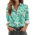 thumbnail image 2 of miqiqism Women Boho Floral Shirts Long Sleeve Button Shirt Fashion Lapel Neck Open Front Tshirts Blouses Classic Basic T-Shirts Vacaion Outfit Workout Clothing,02_Green,XX-Large, 2 of 4