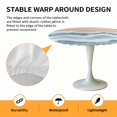 thumbnail image 6 of Teal Blue Beach Elastic Fitted Round Table Cover Ombre Abstract Waves Waterproof Outdoor Tablecloth for Holiday Party, Picnic, Patio & Dining Fits Tables Up to 55"-60", 6 of 8