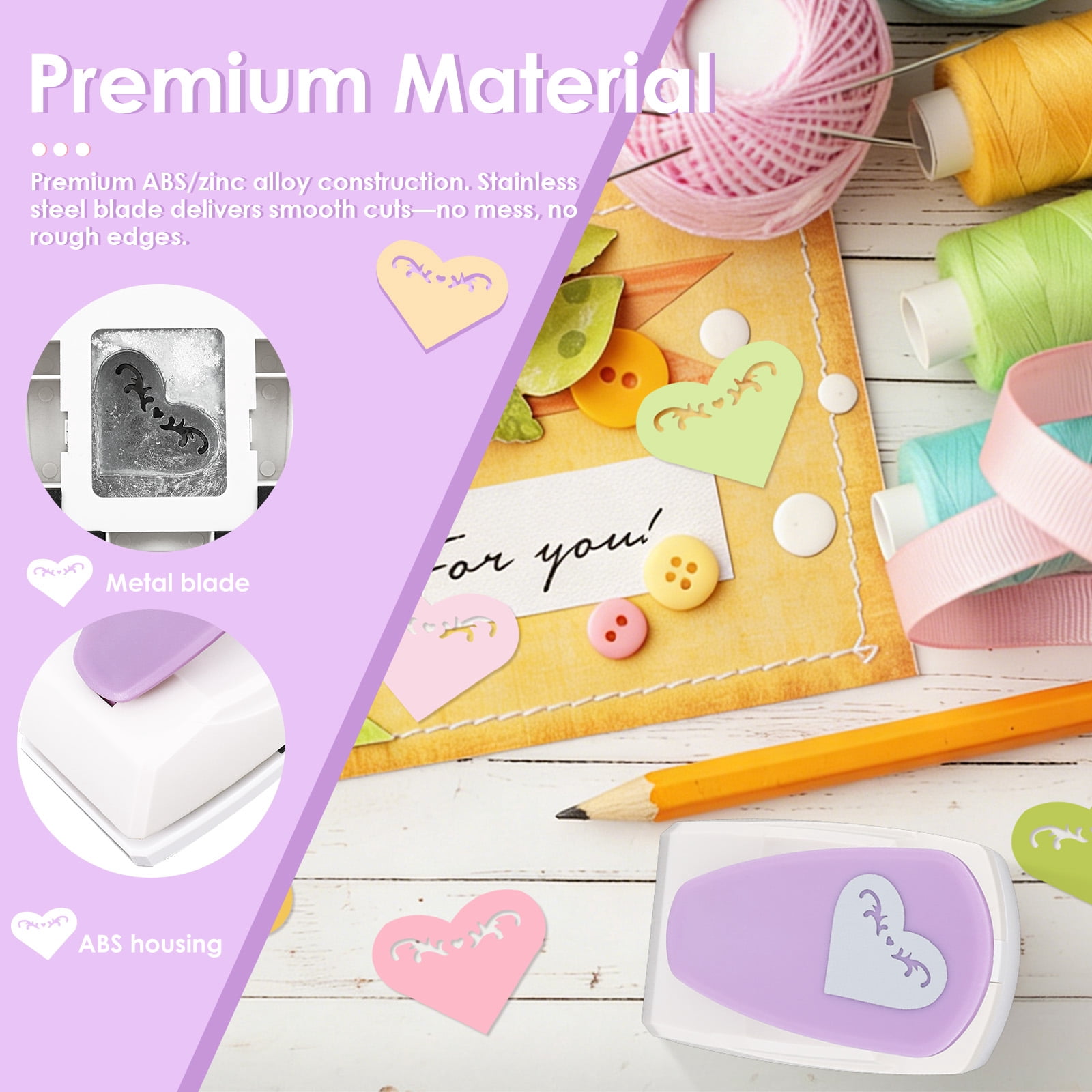 Ihvewuo Paper Punch Butterfly / Heart Hole Puncher for Scrapbooking DIY Handmade Paper Puncher for Crafts Scrapbook Cards Decoration Zinc Alloy+ABS Colorful