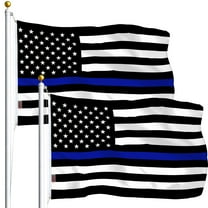 G128 - TWO PACK 3'x5' THIN BLUE LINE FLAG BLACK & WHITE USA FLAG- Law Enforcement