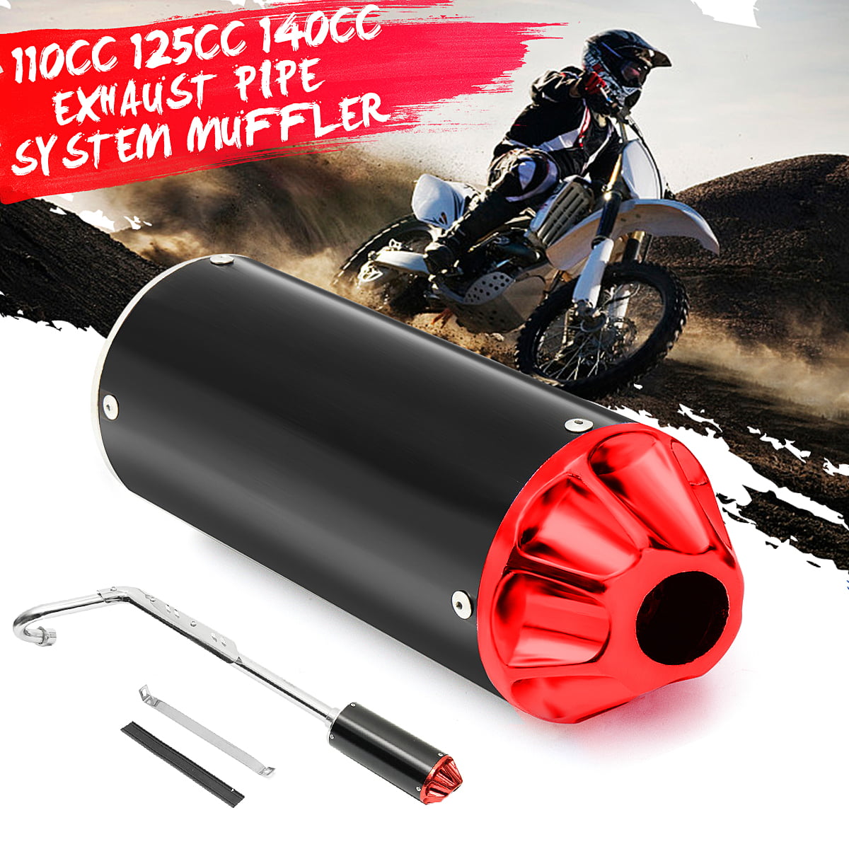 performance cnc exhaust pipe system muffler kit 110cc 125cc 140cc pit dirt bike walmart com