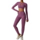 thumbnail image 3 of Yknktstc Conjuntos de entrenamiento de 3 piezas para mujer con sujetadores deportivos con tiras, polainas de cintura alta, atlético, gimnasio, yoga, 3 of 4