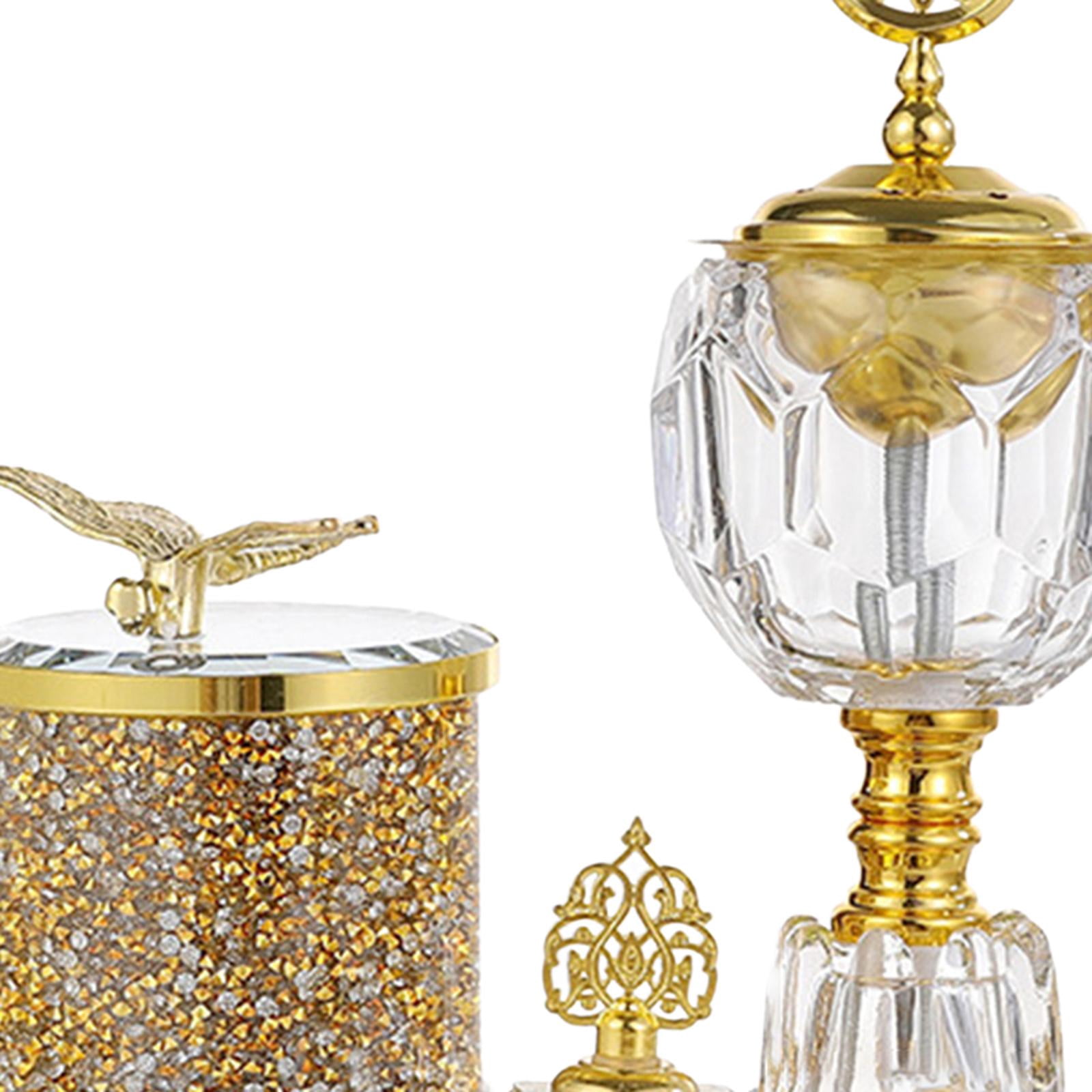WLPZXP Arabic Incense Burner Set, Incense Holder, Centerpiece Ornament, Clear Glass for