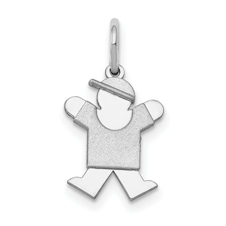 Mini Boy Joy Charm In Real 14k White Gold 18 mm x 9 mm