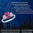 thumbnail image 2 of Gem Stone King 925 Silver and 10K Yellow Gold Pink Created Sapphire and DEF Lab Grown Diamond Engagement Ring for Women | 2.06 Cttw | Oval 9X7MM | September Birthstone | Size 8, 2 of 6