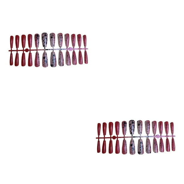 Uñas Artificiales Soidarity 24 Piezas Estampado Rojo Negro