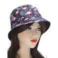 thumbnail image 3 of DLAPL Cute Print Bucket Hat for Women Men Teens Summer Beach Fisherman Cap, Flamingo Navy, 3 of 5