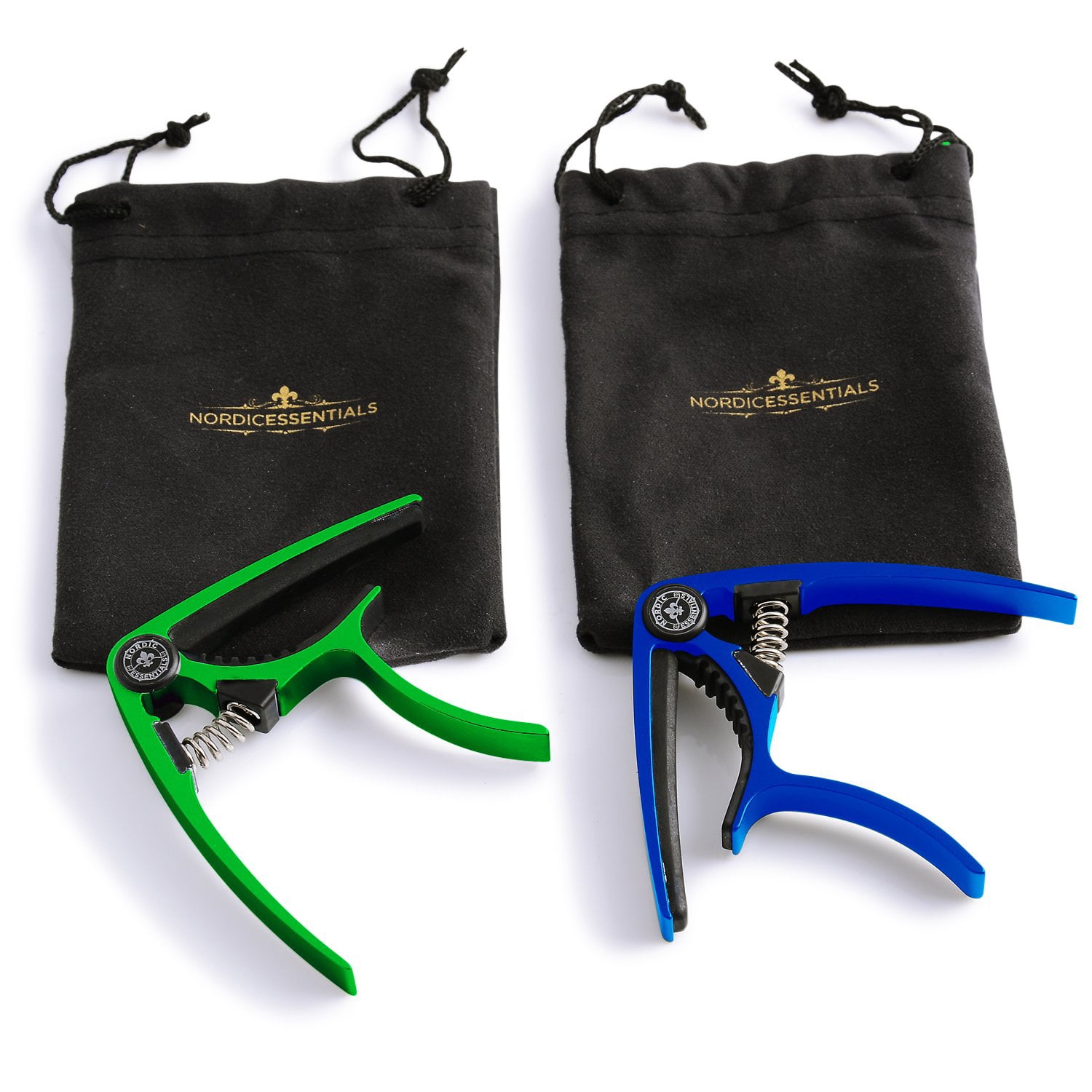 Nordic Essentials Guitar Capo 2-Pack – Green and Blue Aluminum Capos for Acoustic, Electric, Ukulele, Banjo