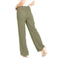 thumbnail image 3 of Ambiance Women's Juniors Wide Leg Spring Linen Pants (Olive, Large), 3 of 4