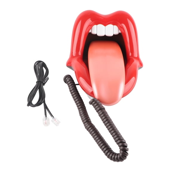 Teléfono de escritorio multifunción AR‑5056 con forma de lengüeta grande, color rojo, para decoración del hogar