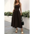 thumbnail image 5 of Women'S Summer Maxi Dress Sleeveless Square Neck Casual Beach Sundress with Pockets, Flowy Patchwork Coffee Color XL, 5 of 6