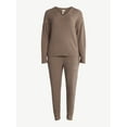 thumbnail image 4 of Joyspun Women's Fuzzy Knit V-Neck Top and Joggers Set, 2-Piece, Sizes XS-3X, 4 of 4