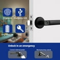 thumbnail image 3 of Door Lock, Electronic Fingerprint Lock USB Rechargeable Biometric Fingerprint Smart Lock Handle With Key For Bedroom Hotel Apartment Office ,Easy to Install, 3 of 7