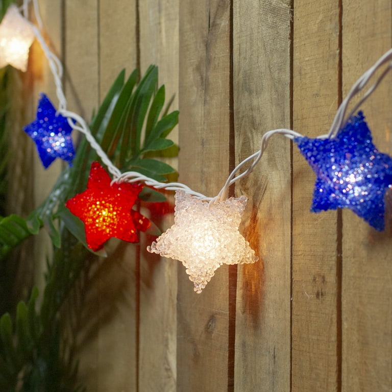 Northlight 10ct Patriotic 4th of July Star Shaped Outdoor String Lights 6 White Wire