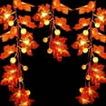 thumbnail image 4 of Fall Garland with Pumpkin Lights, Fall Decorations for Home Maple Leaf Pumpkin Lights, 13Ft 40 LED Maples Leaves Fall Lights USB Powered Halloween Thanksgiving Indoor Porch Bedroom, 4 of 8