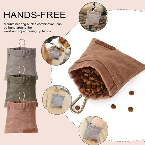 Portable Dog Treat Pouch, Oxford cloth Pet Training Snack Bag With Carabiner, Large Capacity Walking Dog Storage Bag For Outdoor Feeding