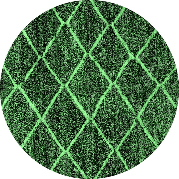 Ahgly Company Indoor Round Abstract Emerald Green Modern Area Rugs, 6' Round