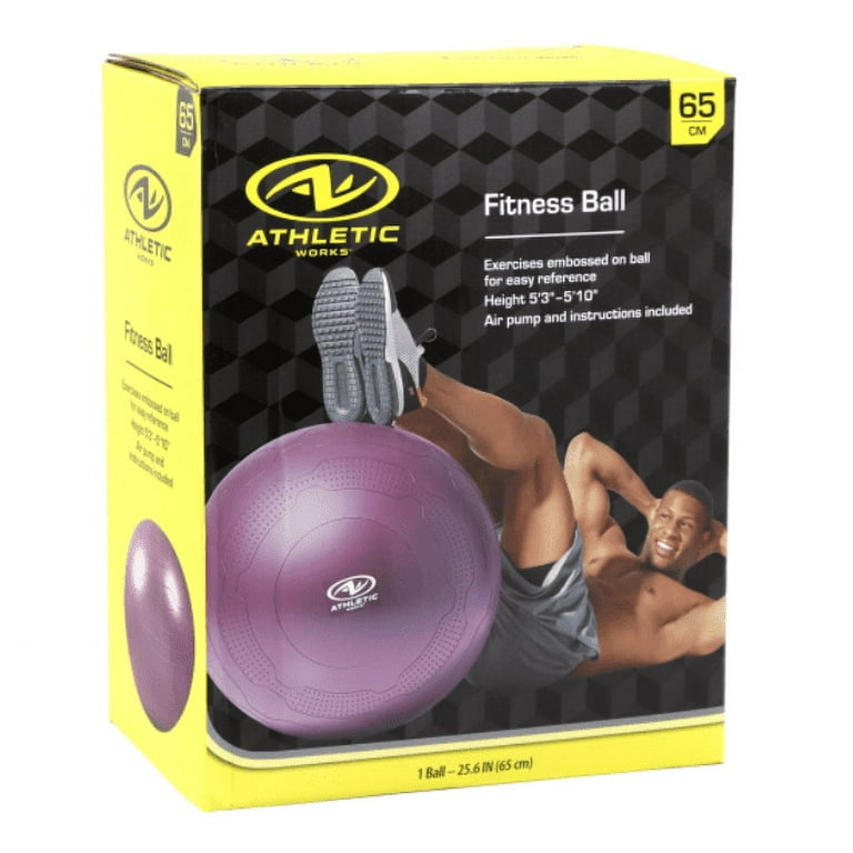Athletic Works 65cm Yoga Ball, Anti-Burst, Exercises Poses