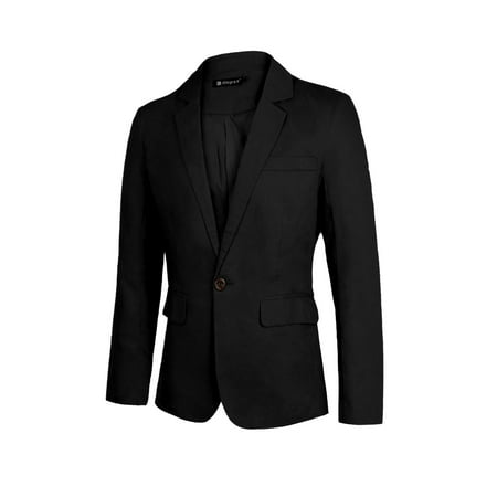 Buttoned Blazer - Men's Double Flap Pockets Buttons Decor Slim Fit Casual Blazer