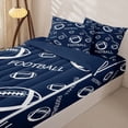 thumbnail image 3 of Castle Fairy Sport Football Zipper Full Size Comforter Sets with Fitted Sheet and 2 Pillowcases, Minimalist Ball Rugby Zipper Bedding Set, Navy Blue,4pcs,Navy Blue Reversible, 3 of 6