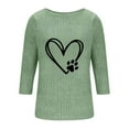 thumbnail image 5 of Womens 3/4 Sleeve Tops Hearts Floral Printed Graphic Base Tee Shirts Crew Neck Casual Spring Fall Summer Tshirts (M, Green-Heart), 5 of 6