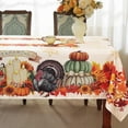 thumbnail image 3 of Fall Thanksgiving Tablecloths Rectangle 60x102 Inches, Turkey Pumpkin Thankful Spillproof Non Slip Table Cloth, Vintage Fabric Table Cover for Friendsgiving Dinner Party, 3 of 7