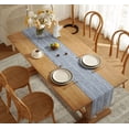 thumbnail image 3 of Zhudiyof Rustic Linen Table Runner, Farmhouse Style Table Runner with Hand-Tassels for Party, Dresser Decor and Dining Room Decorations, Blue, 13"×72", 3 of 6