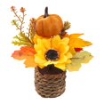 thumbnail image 3 of Goowood Fall Table Centerpiece Artificial Autumn Potted Plant with Sunflower Pumpkin Maple Leaves Woven Pot for Thanksgiving Dining Table Home Decor, 3 of 6