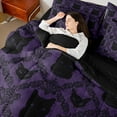 thumbnail image 4 of Feelyou M,ystic Purple Damask Bedding Comforter Set 7pcs, Western Gothic Cat King Bedding Sets, Bohemian Floral Flower Reversible Bed Sheets, Ultra Soft Bedroom Decor, 4 of 7