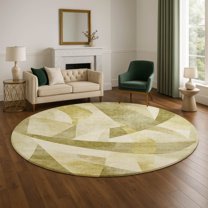 Addison Rugs Mayfield Premium Machine Washable Transitional Swirls Cactus Round Rug, 8' x 8'
