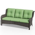 thumbnail image 6 of Meetleisure 1 piece 72.83'' Wide 3-Seat Outdoor Wicker Patio Sofa with Cushions,Green, 6 of 11