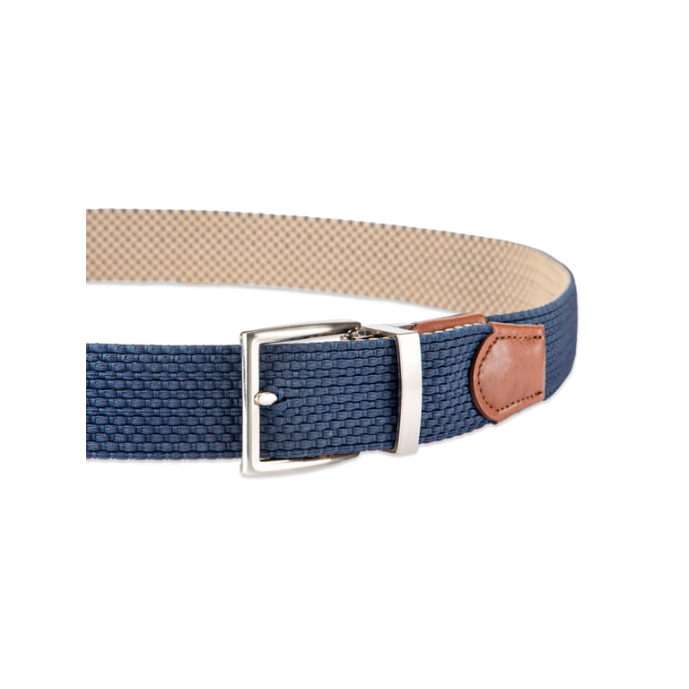 Chaps Men's Reversible Stretch Web Fabric Belt, Navy/Khaki photo 5