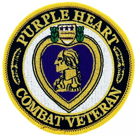 3 Inch Rubber Heart - Purple Heart Combat Veteran Round 3 Inch Patch