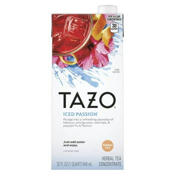 TAZO Passion Iced Tea Concentrate, Black Tea, 32 oz Carton