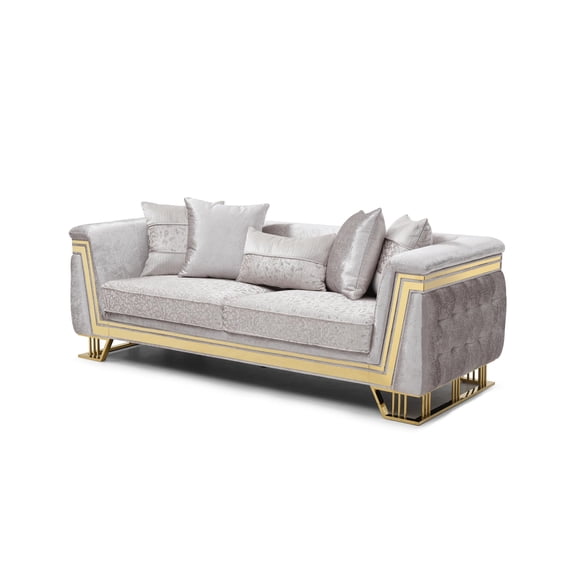 Glory Furniture Rebecca G00195A-S Sofa Shimmering Silver Velvet