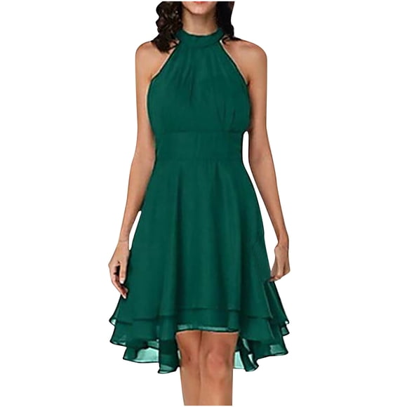 Vestidos Para Mujer Vestidos Elegantes Vestido de Lápiz Con Volantes de Doble Capa de Gasa Sin Mangas Con Cuello Redondo A La Moda Odeerbi ODB160163