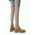 thumbnail image 4 of Womens Sexy Thigh High Platform Boots Thigh High Stretch Knitted Socks Chunky Block Heel Boots, 4 of 5