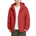 thumbnail image 2 of Mrmaere Men's Hooded Zip-Up Jacket Multi-Color Option Casual Warm Outerwear for Daily & Outdoor Wear Red M, 2 of 7