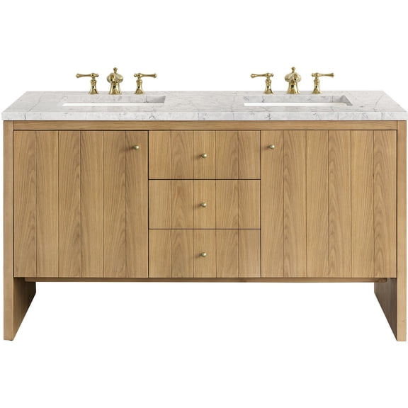 James Martin Vanities 435-V60D-LNO-FEJP Hudson 60" Free Standing Double Basin Poplar Wood