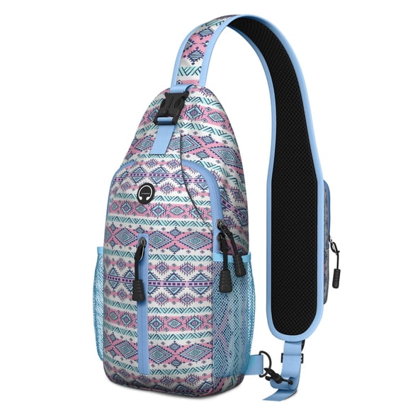 Abstract Pattern Crossbody Daypack Artistic Ethnic Travel Sling Bag for Students and Daily Commutes