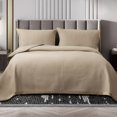 thumbnail image 6 of 3 Pieces Bedspread Set, Soft Reversible Microfiber Bed Spread Coverlet for All Season, 86.6''94.5'' Queen Size Quilt and 2 Shams,Khaki, 6 of 6