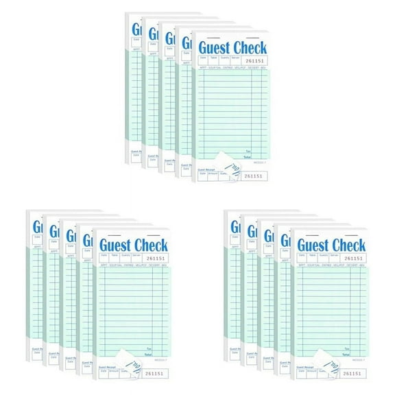 15 Pack Guest Check Books, Server Note Pads for Restaurant, Green Waiter Checkbook, Restaurant Order Pad 50 Sheets/Pack