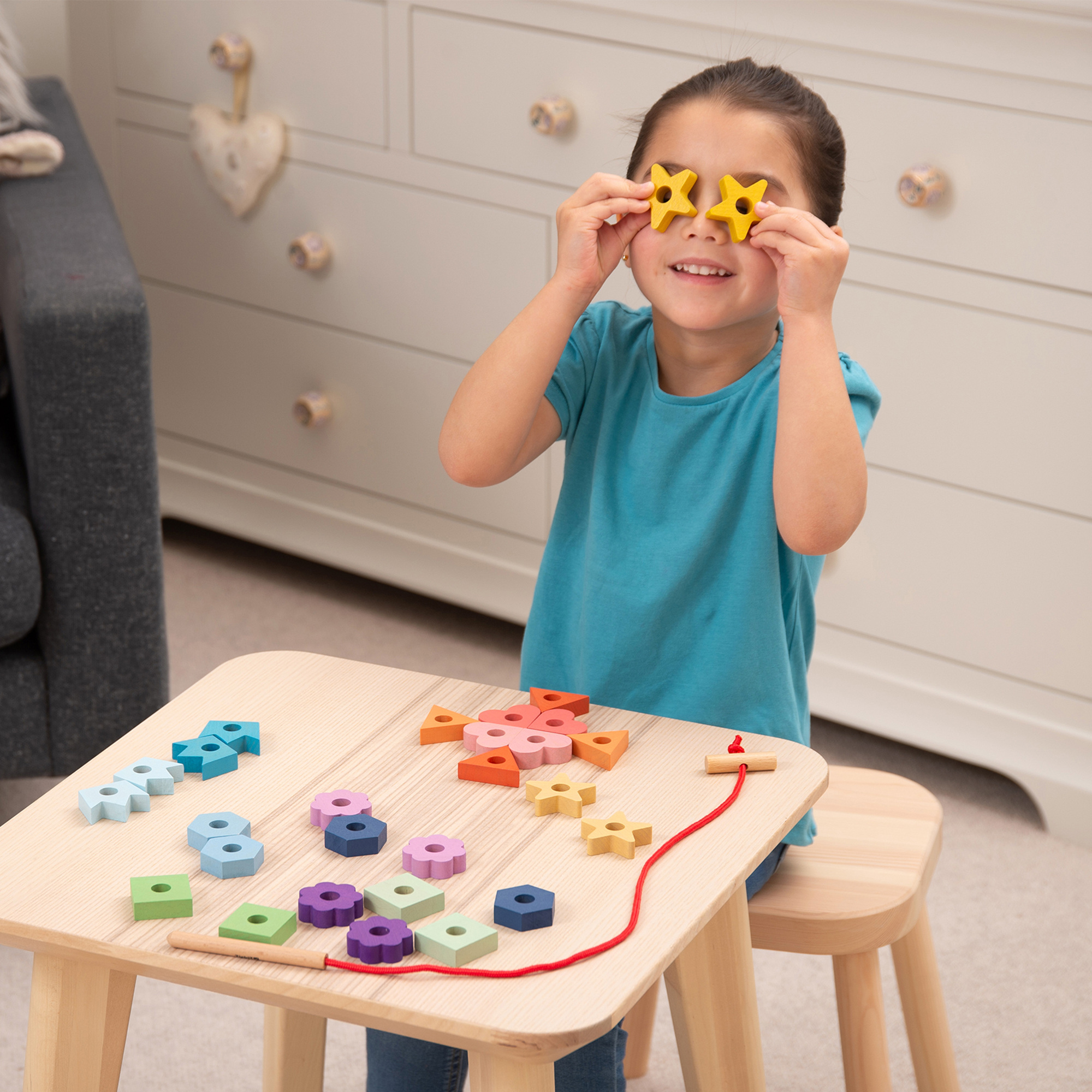 TickiT Rainbow Wooden Lacing Shapes