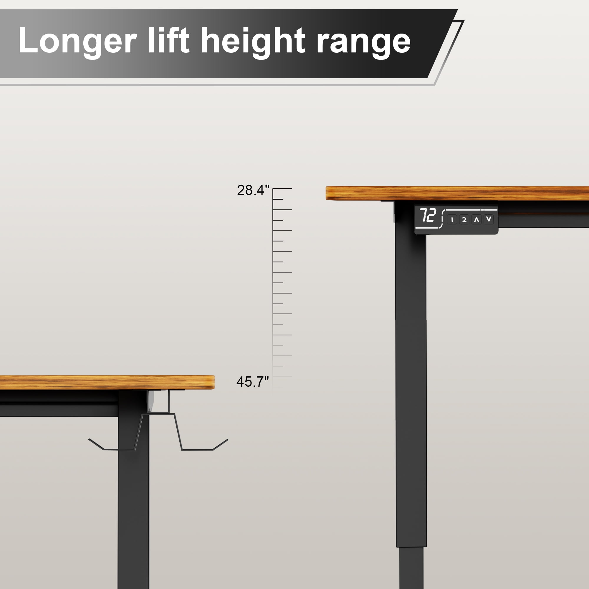 Homall 63in Wide L-shaped Electric Sit-Stand Desk Lifting Range 28~46in Height Gear Memory Ergonomics Standing Desk Height Adjustable Computer Desk, Brown