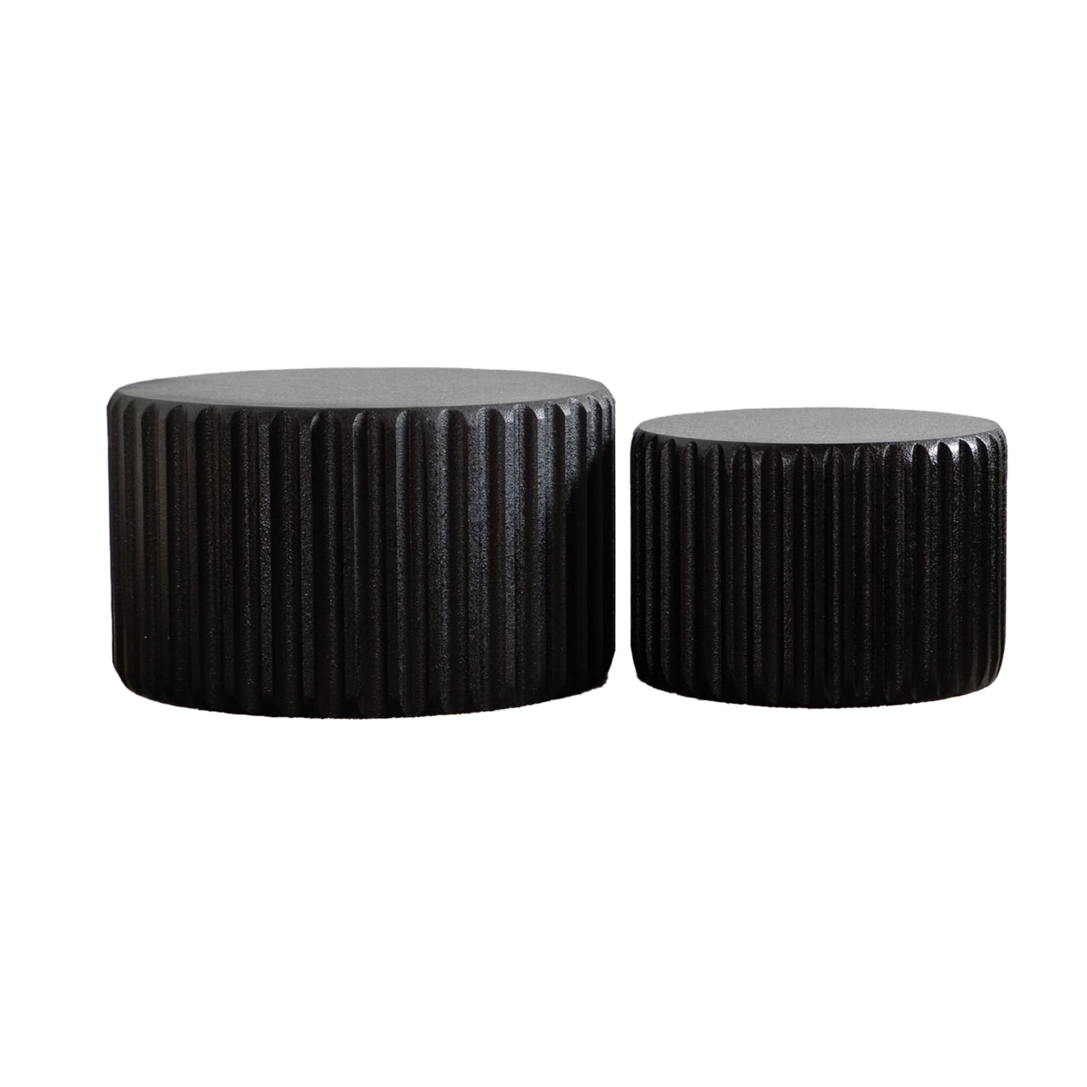 Noble House Elul Scalloped Round Coffee Table Set, 2-Piece Nesting Design with Elegant Curved-Edge Shape, Black