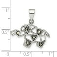 thumbnail image 2 of 925 Sterling Silver Oxidized Marcasite Elephant Pendant Necklace 23.6mm long 1.6mm Thick Pendant for Women, 2 of 2
