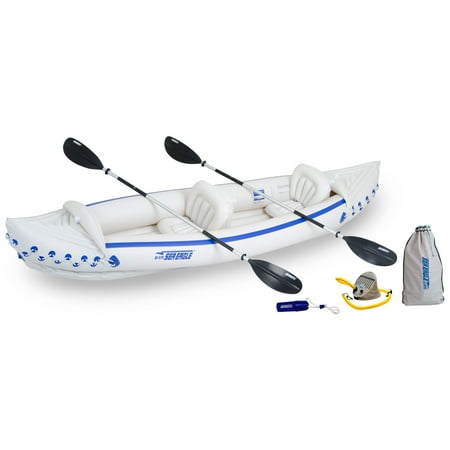 UPC: 0023634081603 | Sea Eagle 370 Deluxe 2 Person Inflatable Portable Sport Kayak Canoe w/ Paddles