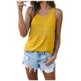 thumbnail image 5 of FUYUDY Women'S Tank Top Casual Summer Ribbed Sleeveless Racerback Crew Neck Patterned Print Loose Fit Vest Comfortable Stretchy Basic Female Camisole For Casual Daily Wear And Athletic Wear,Yellow,S, 5 of 5