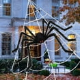 thumbnail image 4 of Halloween Spider Decorations Set - 200” Triangular Spider Web + 50” Giant Fake Spiders - Perfect Outdoor and Indoor Halloween Decorations Kit for Yard Home House, 4 of 6