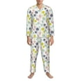 thumbnail image 3 of Naloa Hawaiian Coconut Tree Men’s Pajamas Set - Long Sleeve Button Down Sleep Shirt and Pajama Bottoms Sleepwear Set-Medium, 3 of 7